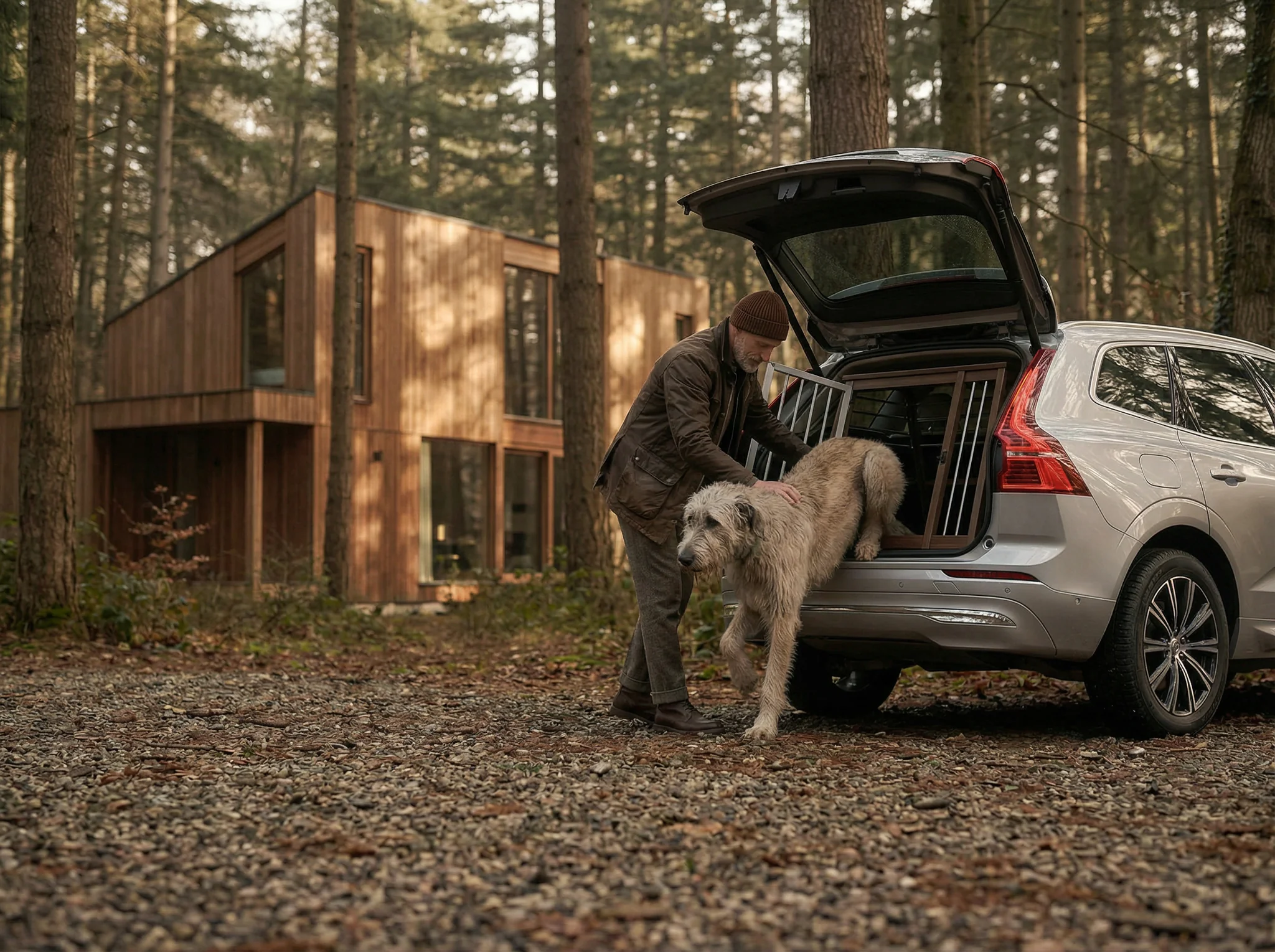 AI man and car and dog
